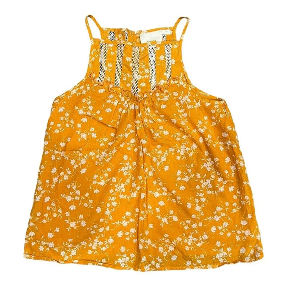 Maeve Anthropologie Yellow Floral Halter Neck Martell Blouse XS - Picture 1 of 5